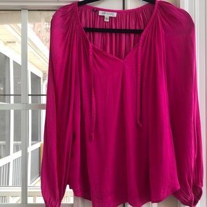 Hot pink blousy Jennifer Lopez top